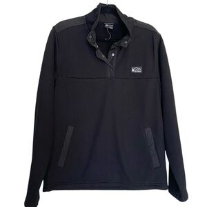 New Spyder Mens 3/4 Snap Black Pullover Thermal Out Fleece Inner Kangaroo Pocket